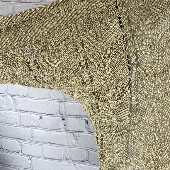 Lucky Brand Gold Loose Knit Boho Bohemian Crew Neck Sweater size Large EUC - Picture 8 of 11